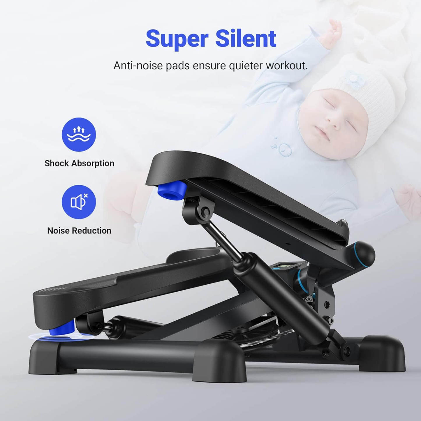 Merach Mini Stepper with Resistance Bands for Full Body Workout Twist Stair Stepper 330lbs Capacity Home Exercise Equipment