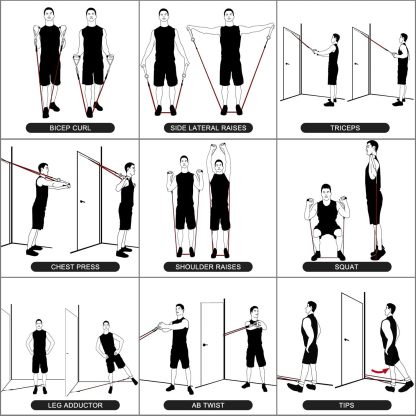 5-Piece Resistance Bands Set for Total Body Workouts-Trainnox