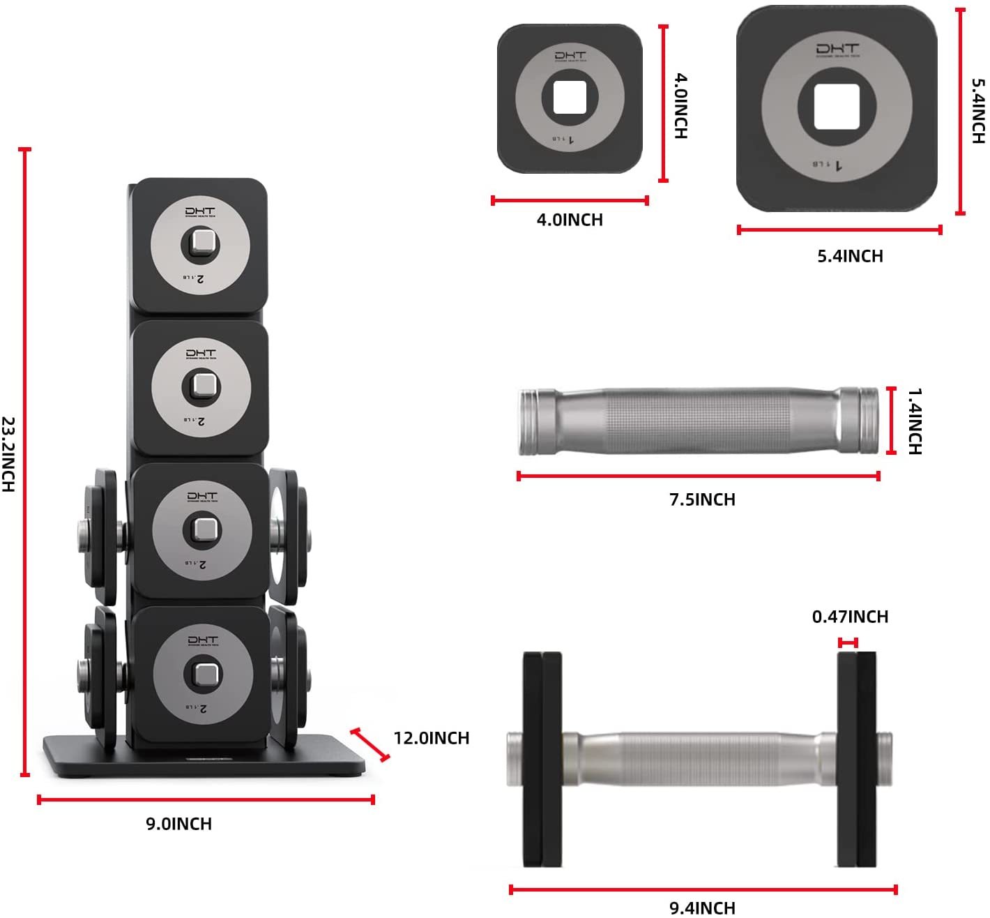 Adjustable Dumbbells Barbell Set with Rack for Home Office, 4-22.8 lbs, 1 Pair / 1 Set / 2 in 1-Trainnox