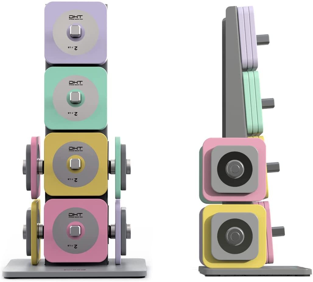 Adjustable Dumbbells Barbell Set with Rack for Home Office, 4-22.8 lbs, 1 Pair / 1 Set / 2 in 1-Trainnox