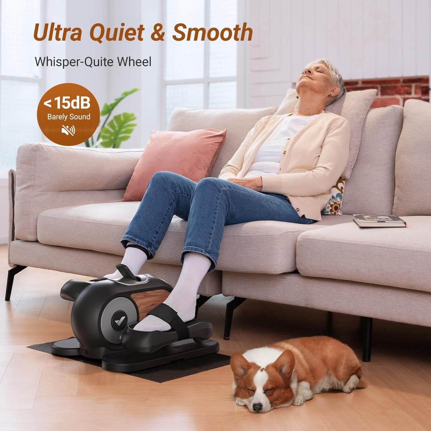 Under Desk Elliptical Machine for Home - Quiet & Portable Leg Exerciser with Remote Control, 12 Adjustable Speeds, Non-Slip Pad