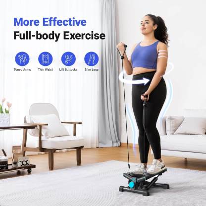 Merach Mini Stepper with Resistance Bands for Full Body Workout Twist Stair Stepper 330lbs Capacity Home Exercise Equipment