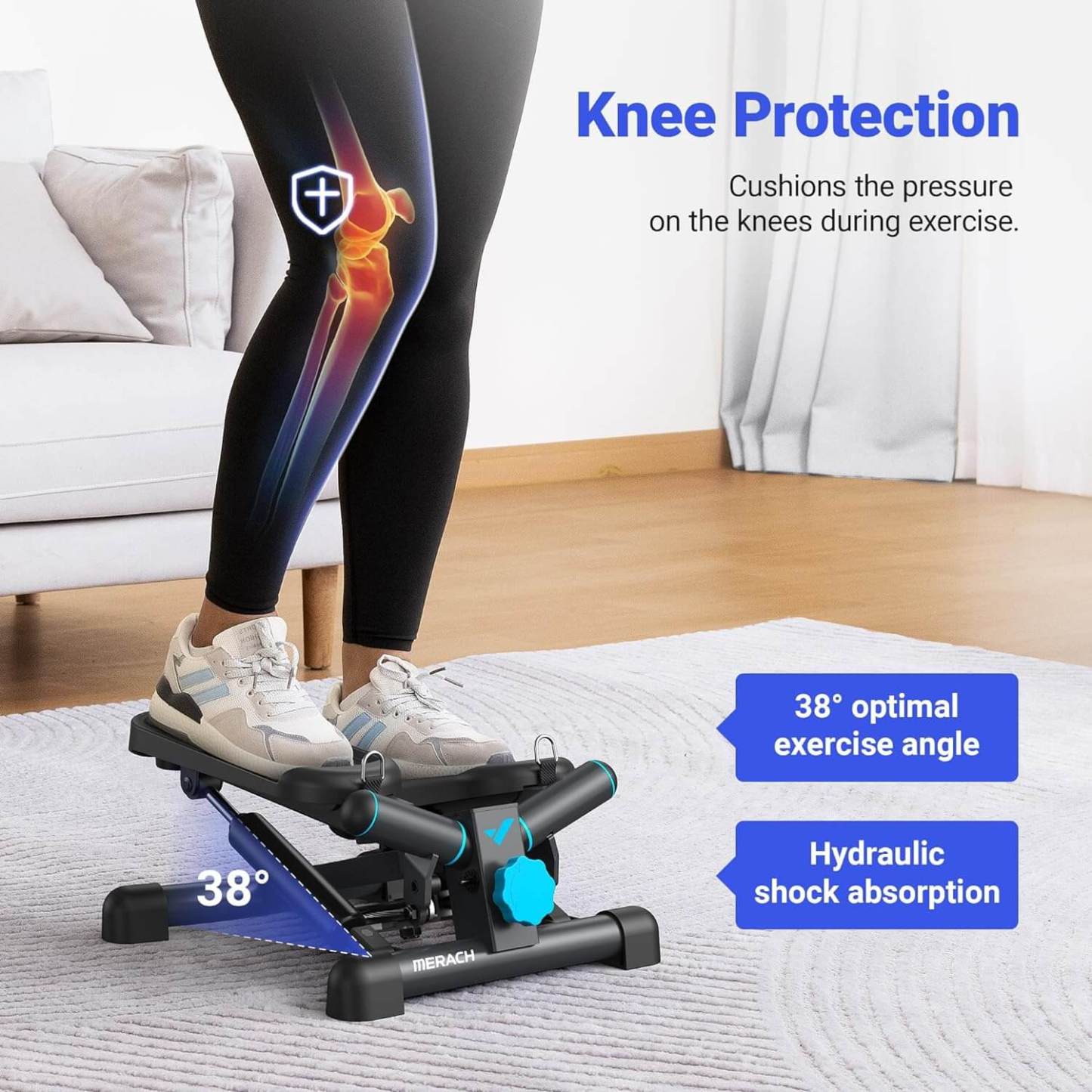 Merach Mini Stepper with Resistance Bands for Full Body Workout Twist Stair Stepper 330lbs Capacity Home Exercise Equipment