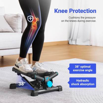 Merach Mini Stepper with Resistance Bands for Full Body Workout Twist Stair Stepper 330lbs Capacity Home Exercise Equipment