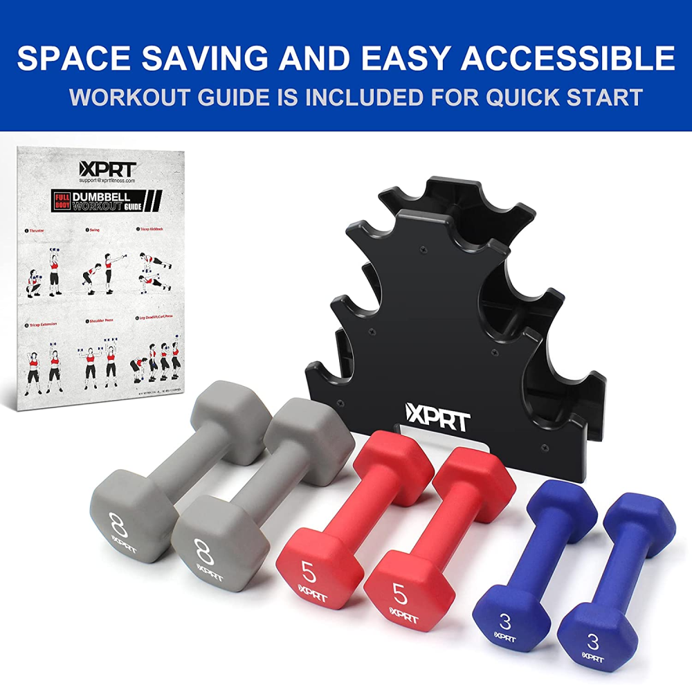 32 lb. Neoprene Dumbbell Set with Rack-Trainnox