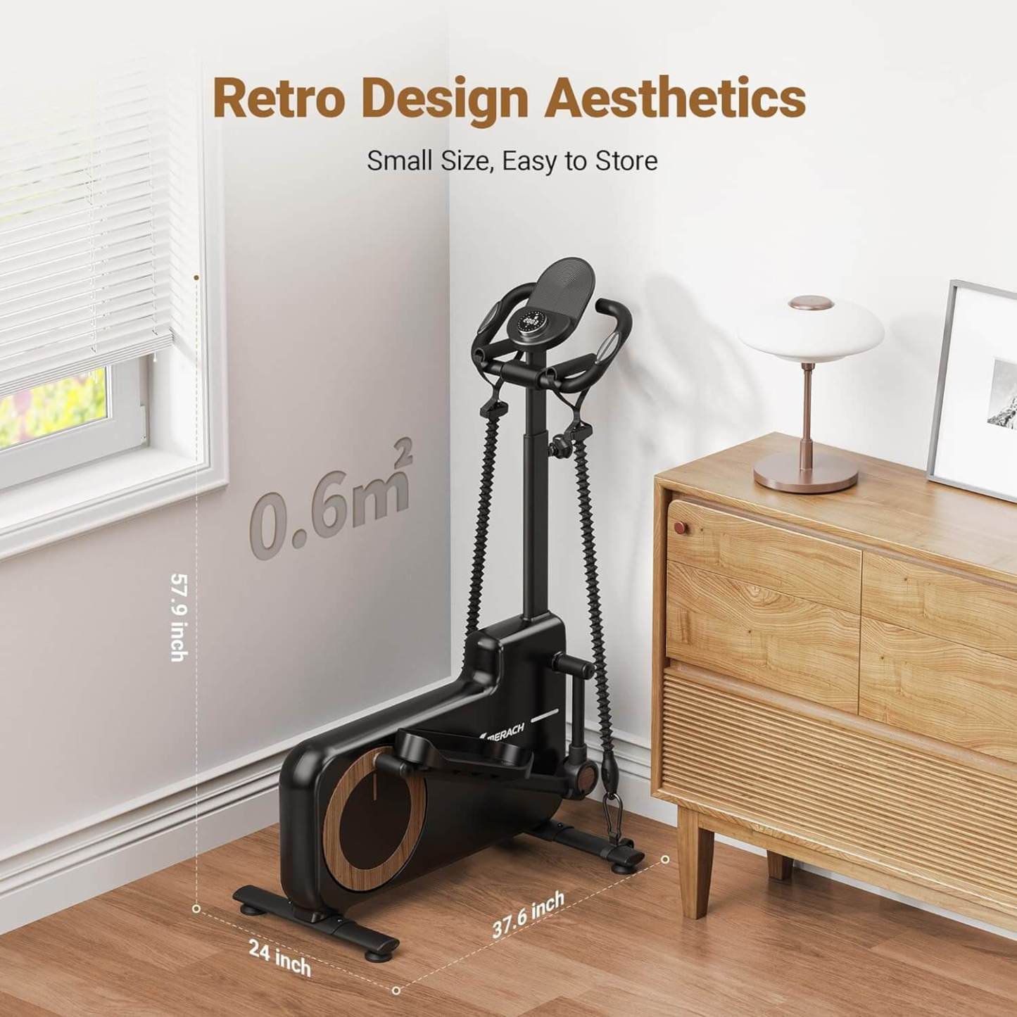 Merach Elliptical Machine for Home Compact Elliptical Trainer with MERACH App Hyper-Quiet Magnetic Drive 16 Resistance Levels 330lbs Capacity