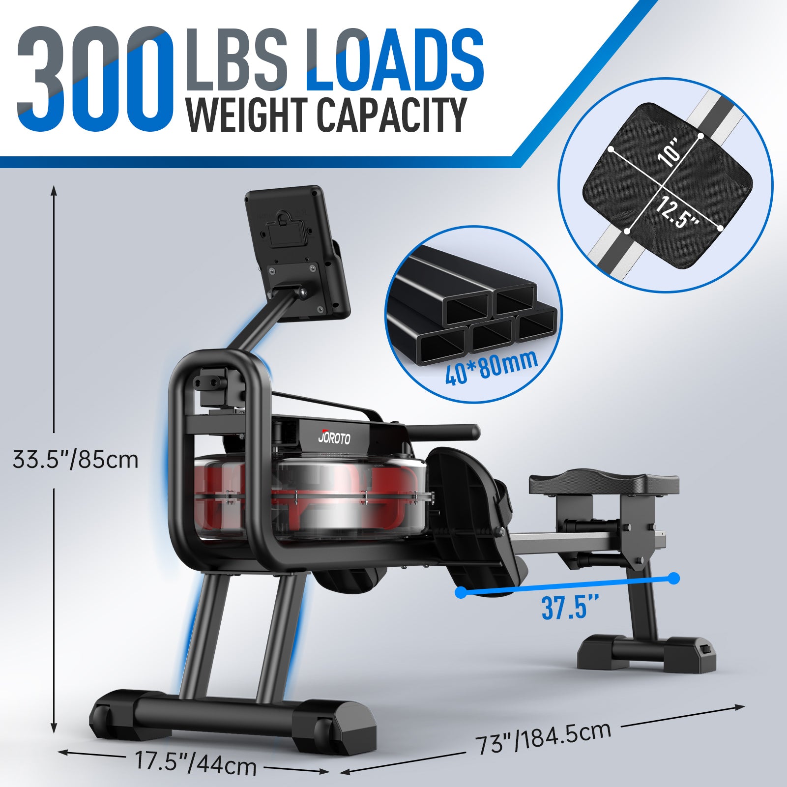 Foldable Water Rowing Machine for Home Use, 300 Lbs Weight Capacity with Bluetooth Function MR23, Postpartum Use is also Very Safe-Trainnox