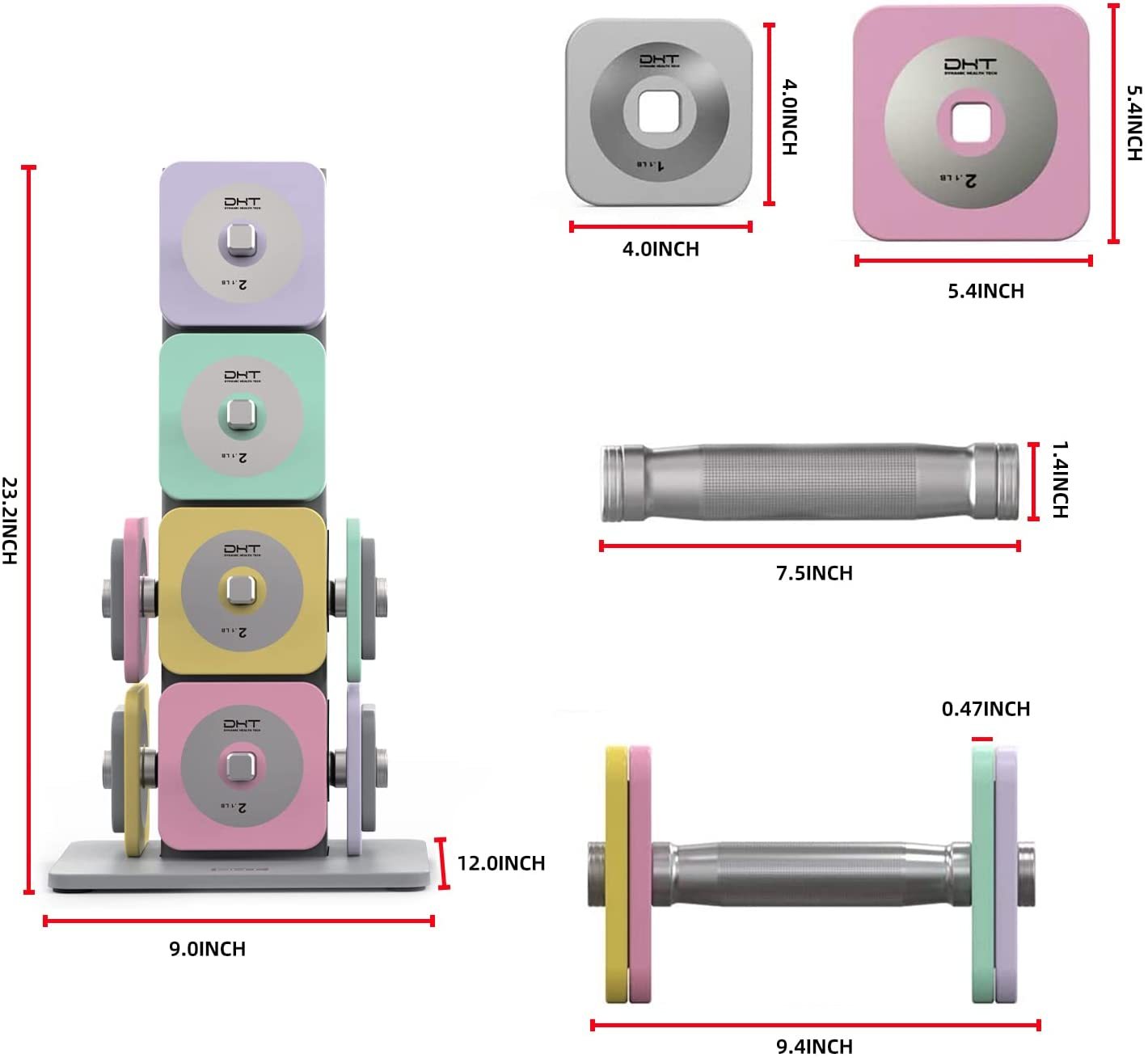 Adjustable Dumbbells Barbell Set with Rack for Home Office, 4-22.8 lbs, 1 Pair / 1 Set / 2 in 1-Trainnox