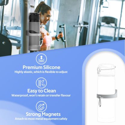 Magnetic Silicone Water Bottle Holder - Gym & Outdoor Sports Bottle Ring with Carabiner
