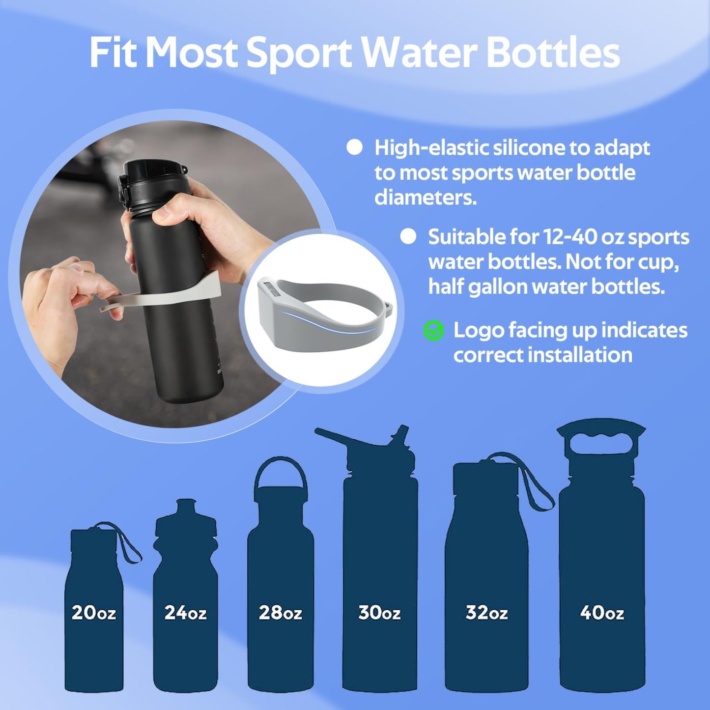 Magnetic Silicone Water Bottle Holder - Gym & Outdoor Sports Bottle Ring with Carabiner