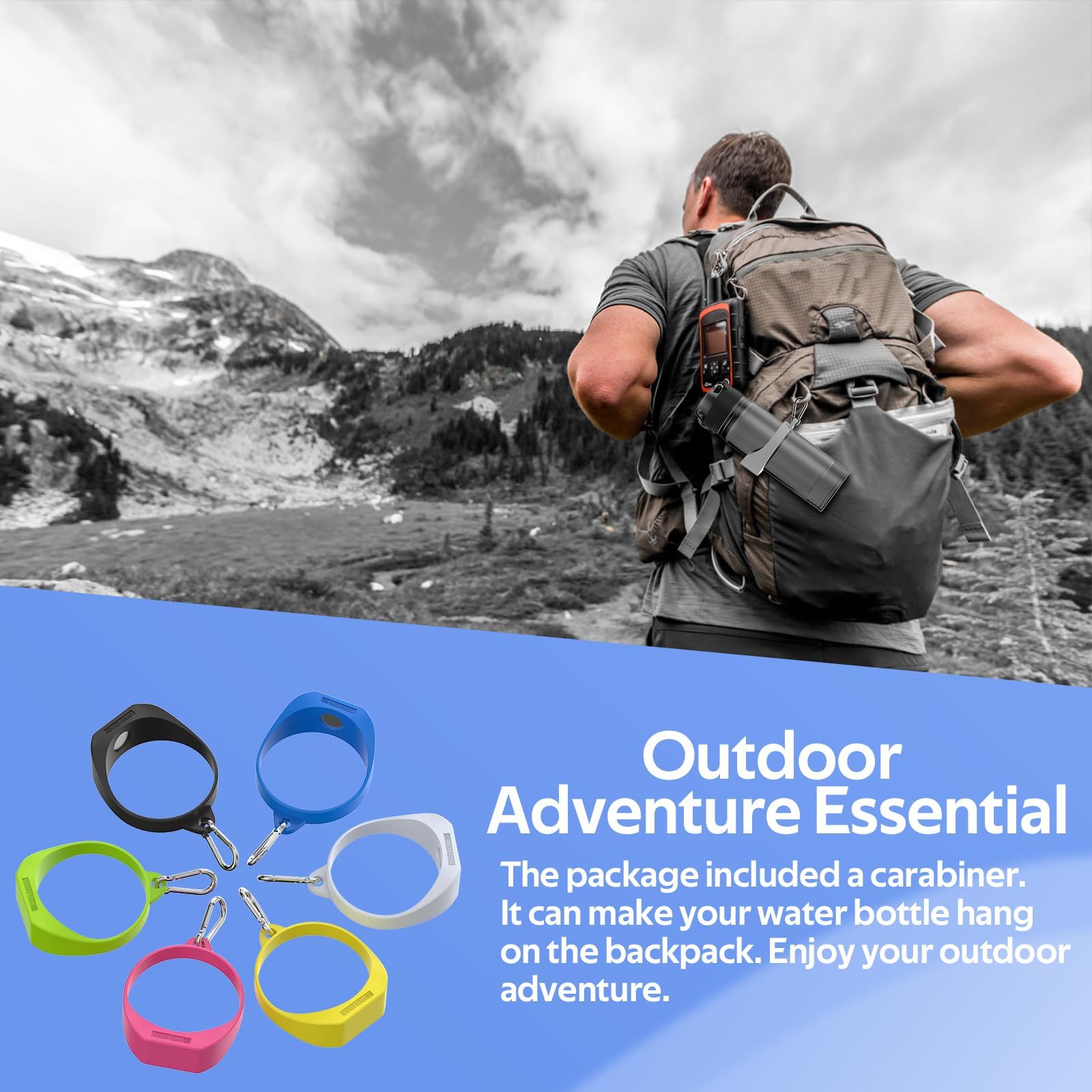 Magnetic Silicone Water Bottle Holder - Gym & Outdoor Sports Bottle Ring with Carabiner