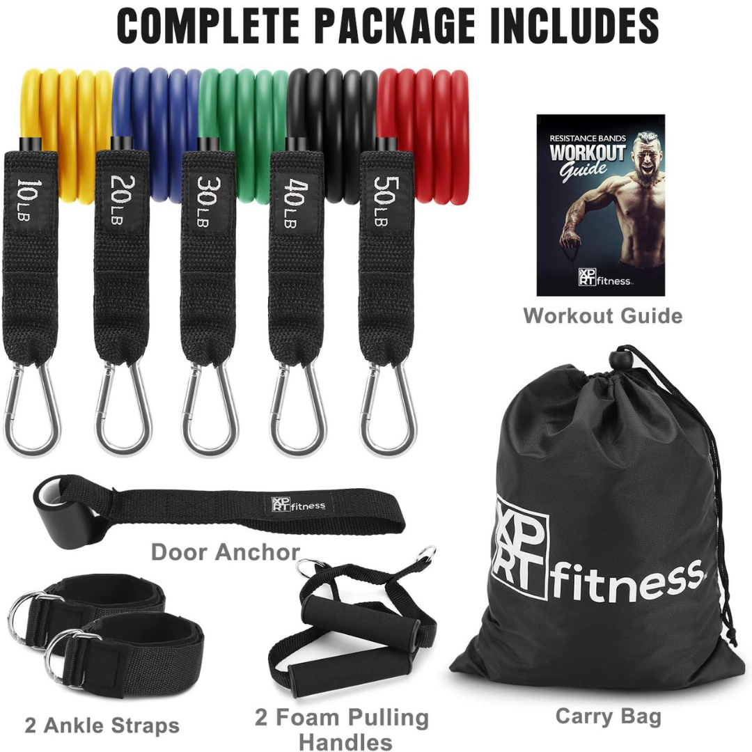 5-Piece Resistance Bands Set for Total Body Workouts-Trainnox