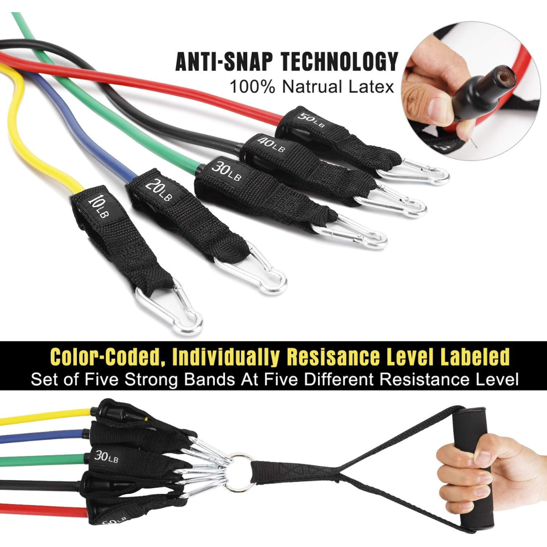 5-Piece Resistance Bands Set for Total Body Workouts-Trainnox