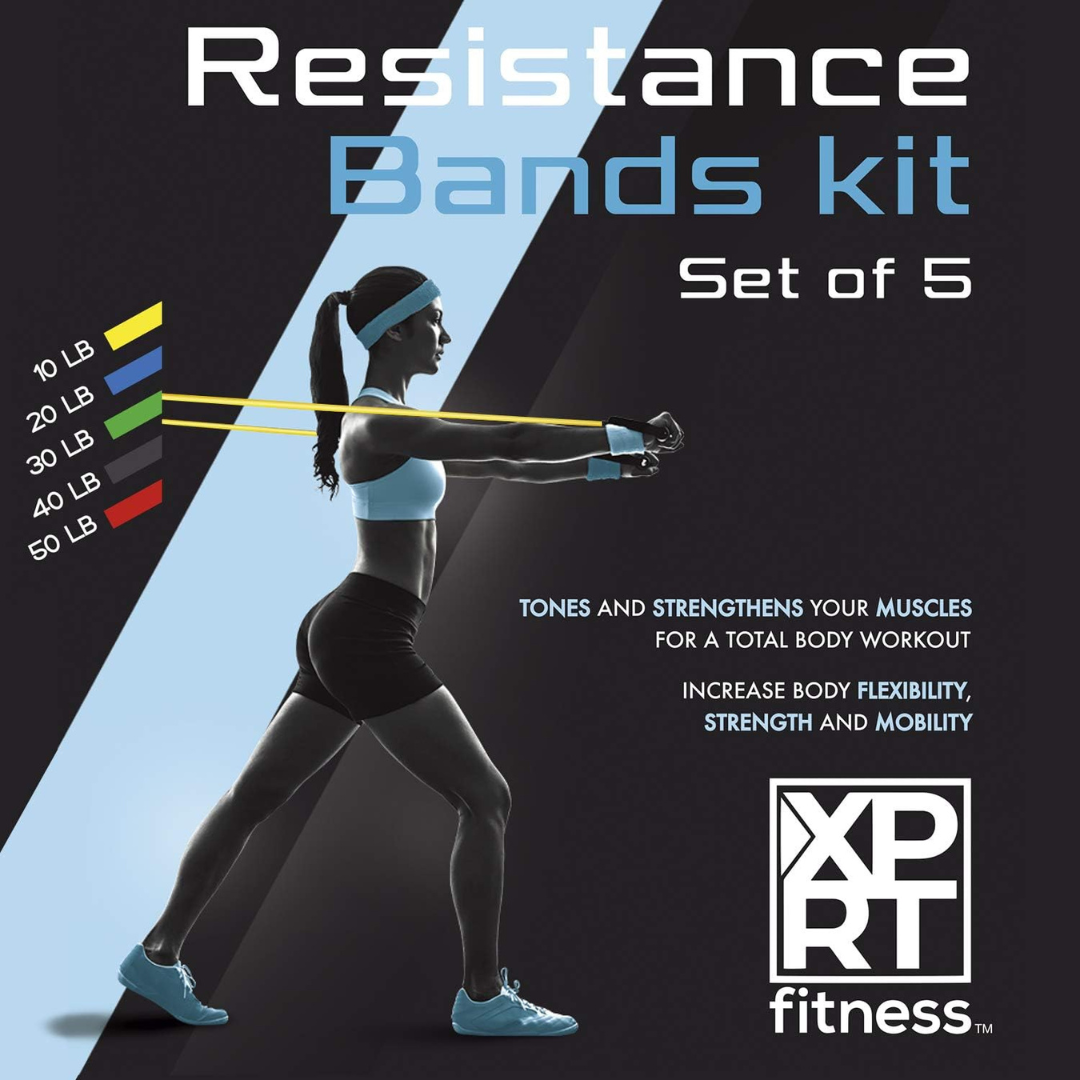 5-Piece Resistance Bands Set for Total Body Workouts-Trainnox