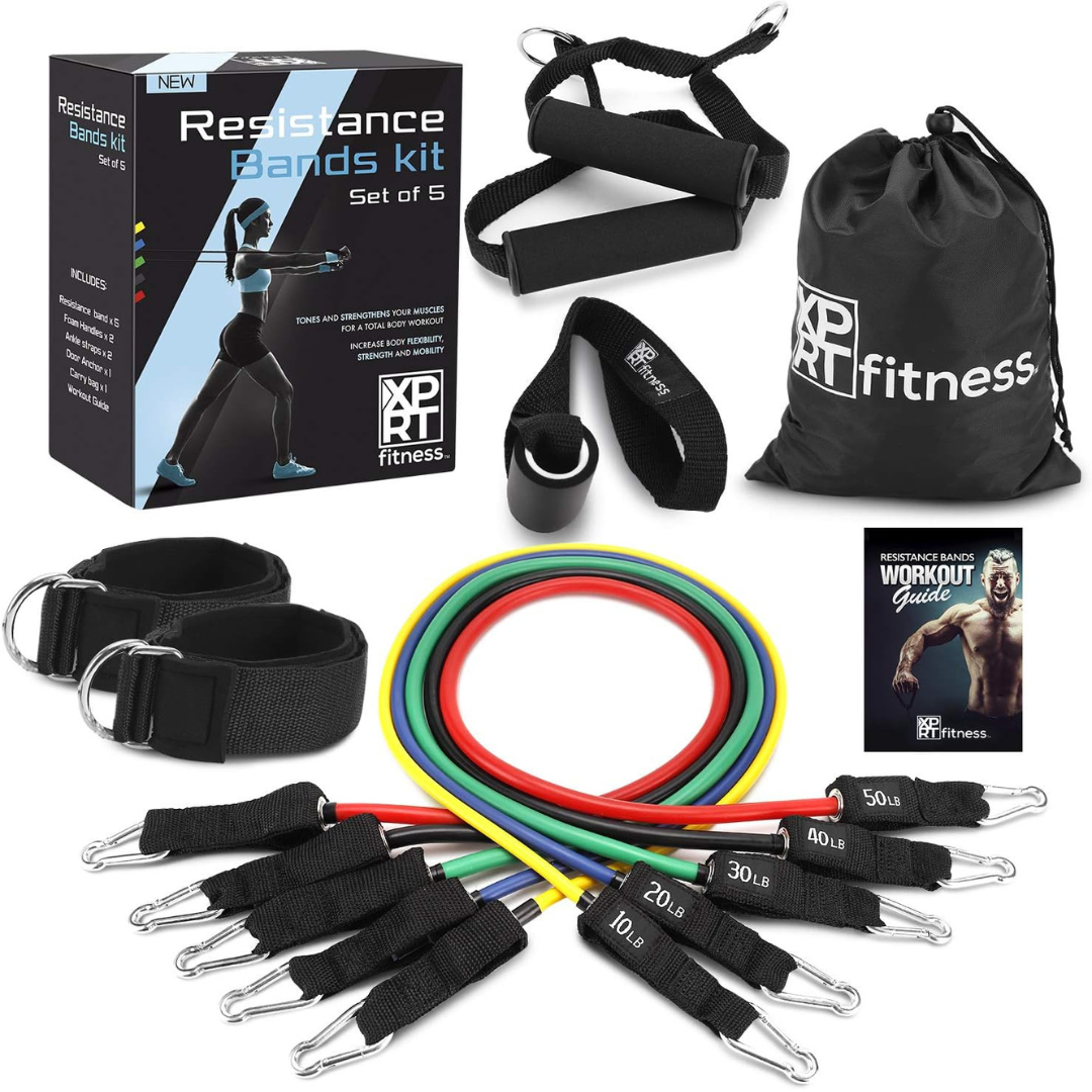 5-Piece Resistance Bands Set for Total Body Workouts-Trainnox