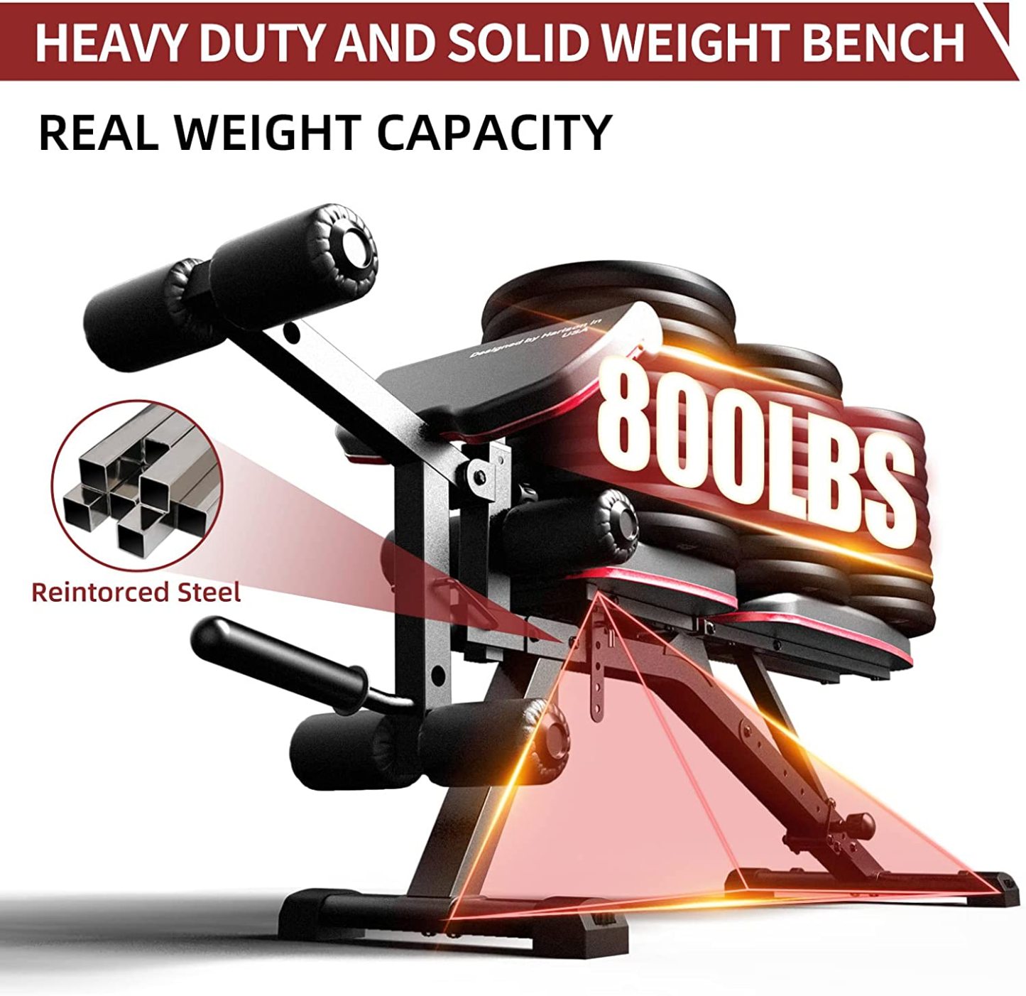 Weight Bench with Leg Extension and Preacher Curl, Incline Decline Heavy Duty Workout Bench for Home Use, HR609 (Plate NOT included)-Trainnox
