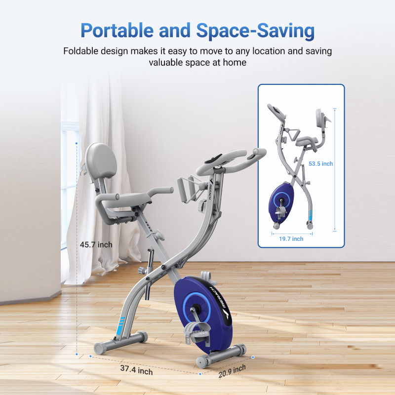 4 in 1 Folding Exercise Bike for Home with Large Comfortable Seat Cushion, 300LB Capacity S15-Trainnox