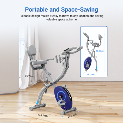 4 in 1 Folding Exercise Bike for Home with Large Comfortable Seat Cushion, 300LB Capacity S15-Trainnox