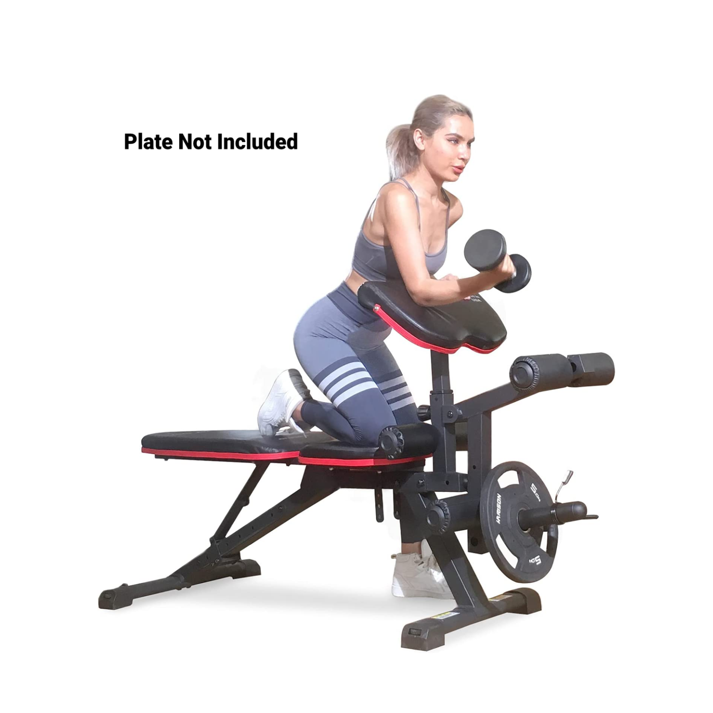 Weight Bench with Leg Extension and Preacher Curl, Incline Decline Heavy Duty Workout Bench for Home Use, HR609 (Plate NOT included)