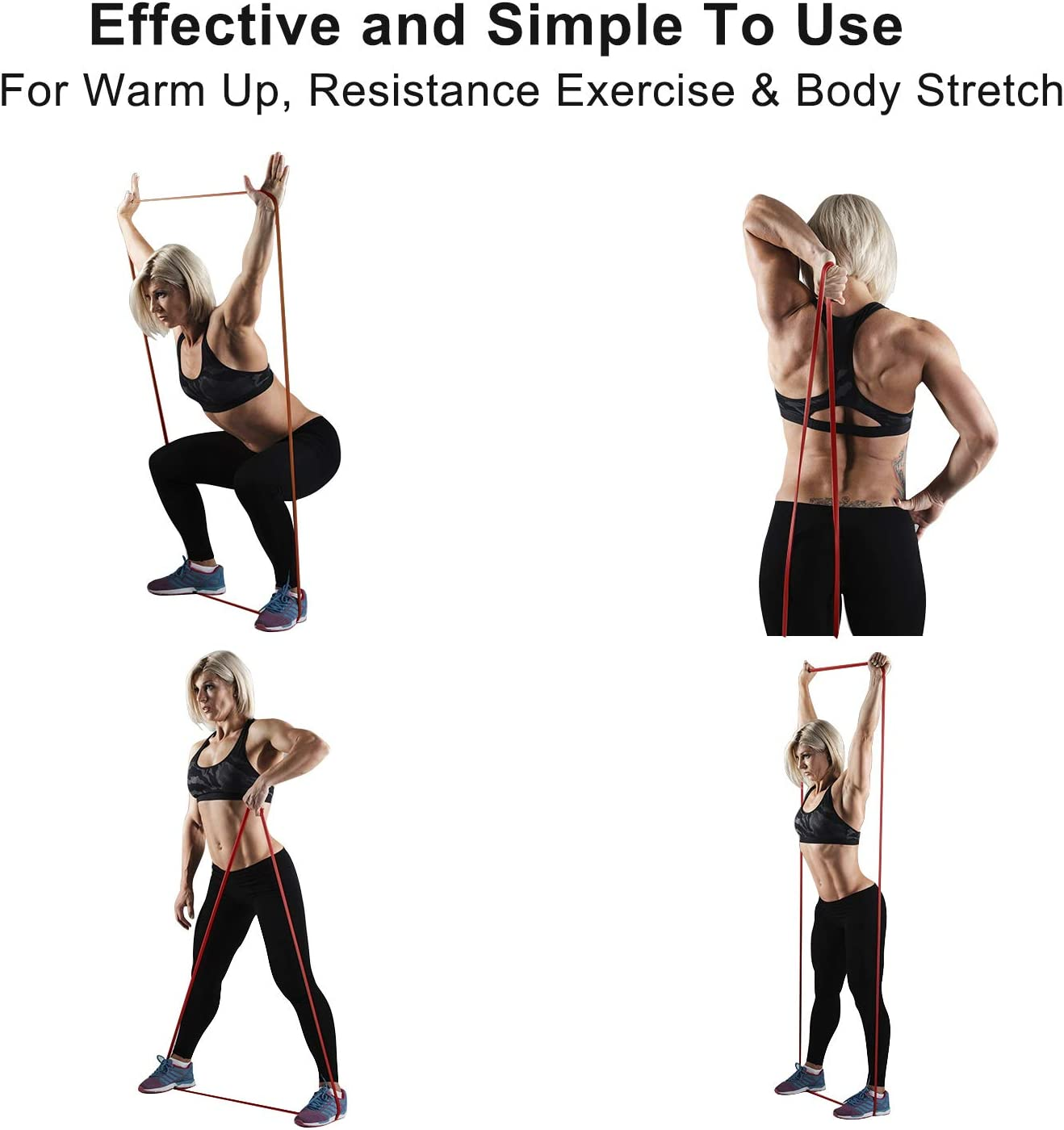 Resistance Bands Set for Men and Women, Pack of 4 Different Resistance Levels Elastic Band for Home Gym Long Exercise Workout-Trainnox