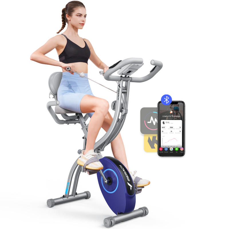 4 in 1 Folding Exercise Bike for Home with Large Comfortable Seat Cushion, 300LB Capacity S15-Trainnox