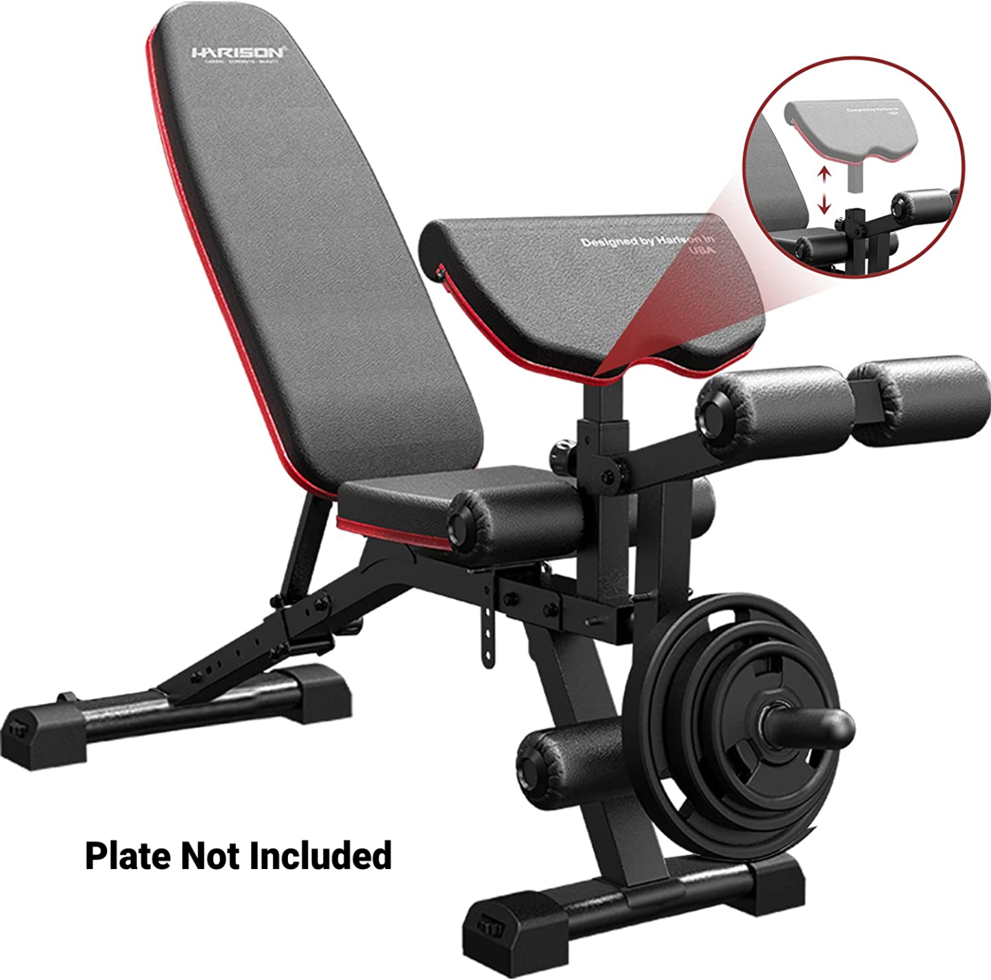 Weight Bench with Leg Extension and Preacher Curl, Incline Decline Heavy Duty Workout Bench for Home Use, HR609 (Plate NOT included)-Trainnox