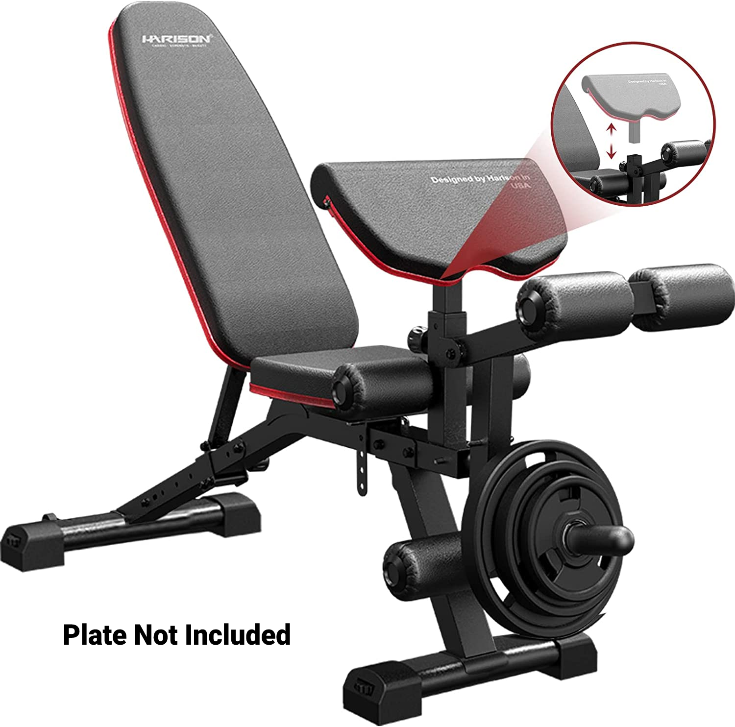 Weight Bench with Leg Extension and Preacher Curl, Incline Decline Heavy Duty Workout Bench for Home Use, HR609 (Plate NOT included)-Trainnox