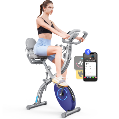 4 in 1 Folding Exercise Bike for Home with Large Comfortable Seat Cushion, 300LB Capacity S15-Trainnox