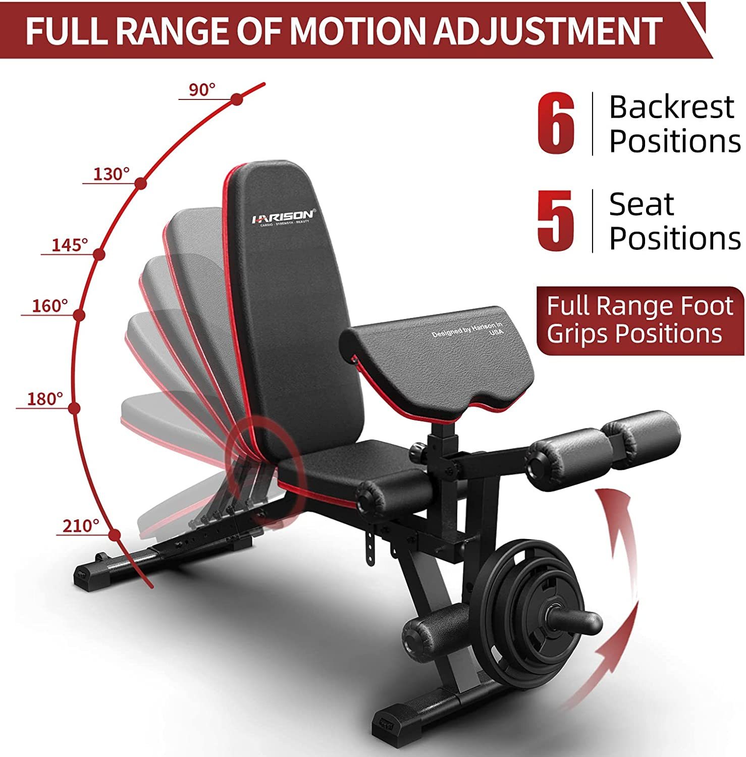 Weight Bench with Leg Extension and Preacher Curl, Incline Decline Heavy Duty Workout Bench for Home Use, HR609 (Plate NOT included)-Trainnox