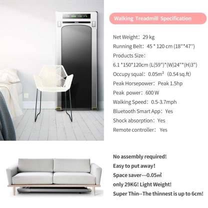 Under Desk Treadmill with Smart Remote for Home Office Installation-Free, Postpartum Use is also Very Safe-Trainnox