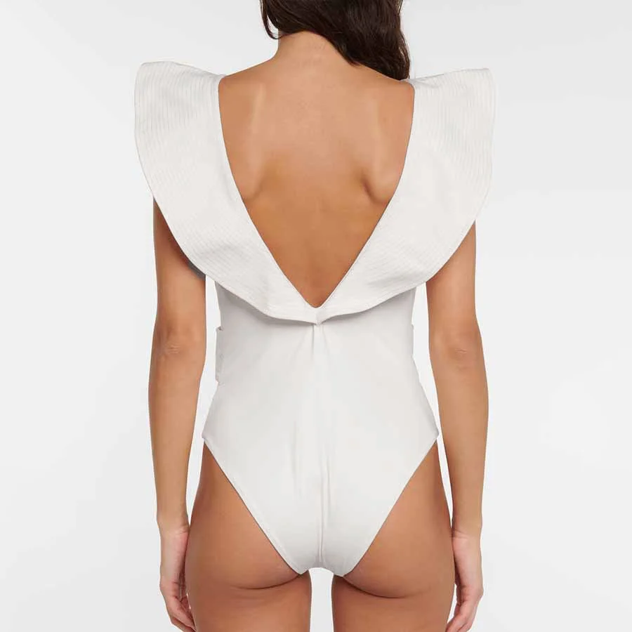 Ruffle One-Piece Swimsuits Cover-Up Set Women Sexy V-Neck Bikini Swimwear-Zieline