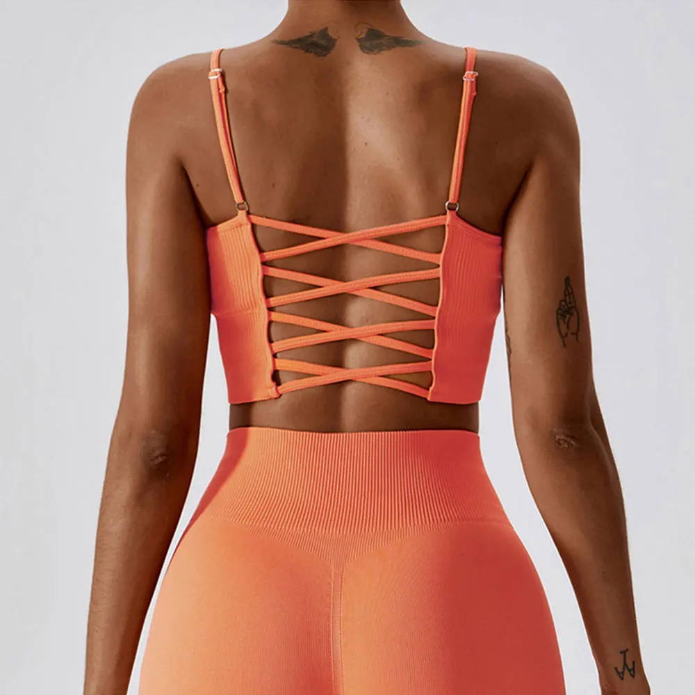 Seamless Push Up Tops for Fitness Vest Shockproof Running Gym Clothing Underwear Yoga Top