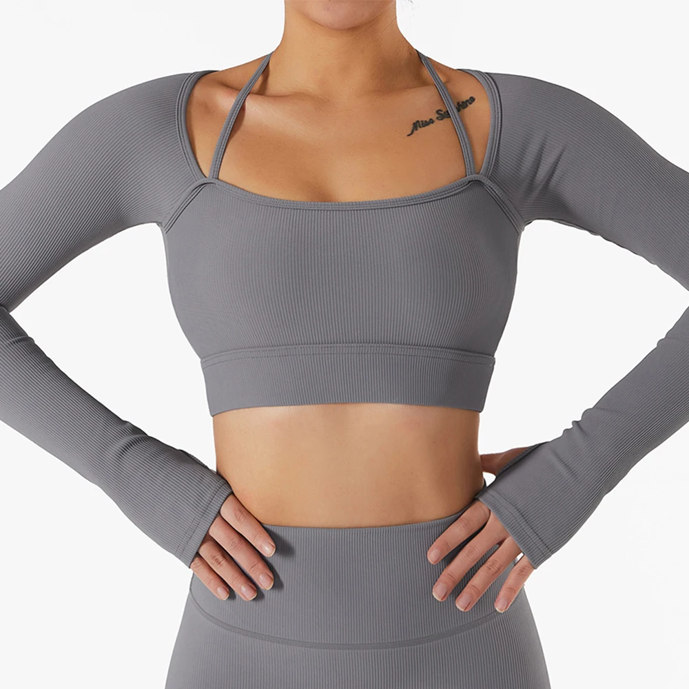 Quick-Drying Fitness Suit With Chest Pad Slim Tight Long-Sleeved Yoga Suit-Zieline