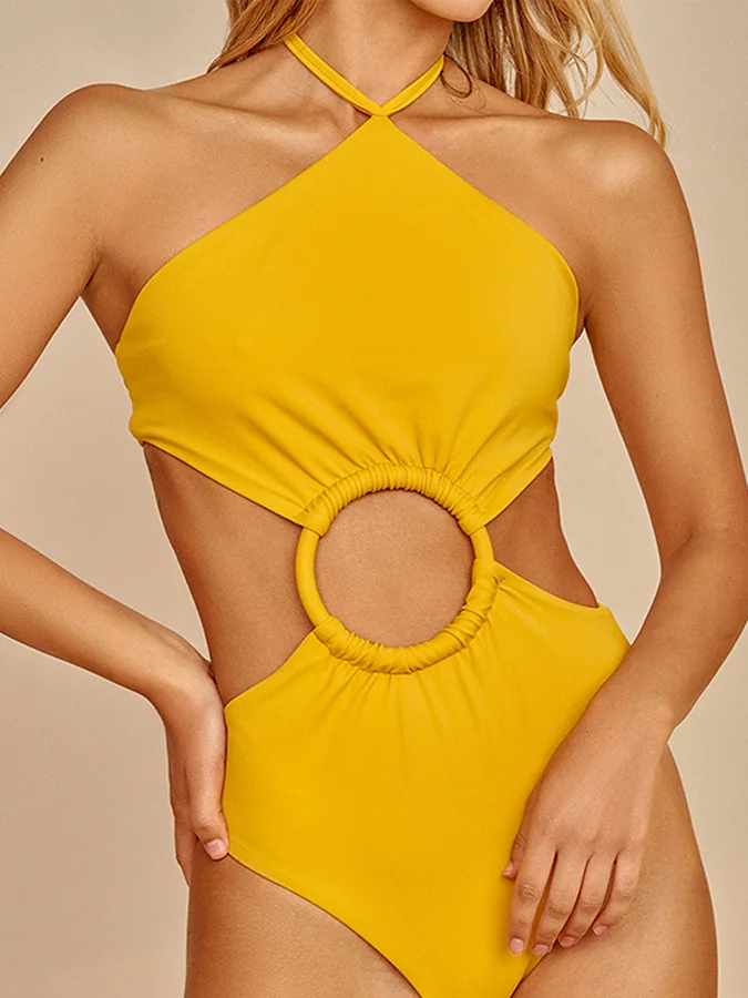 Halter Neck One Piece Swimsuit Women Fashion Backless Bikini Sexy Beachwear