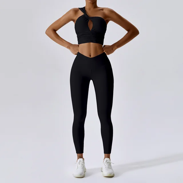 2Piece Gym Yoga Set  Long Sleeve Fitness Bra Sports Leggings Tracksuits-Zieline