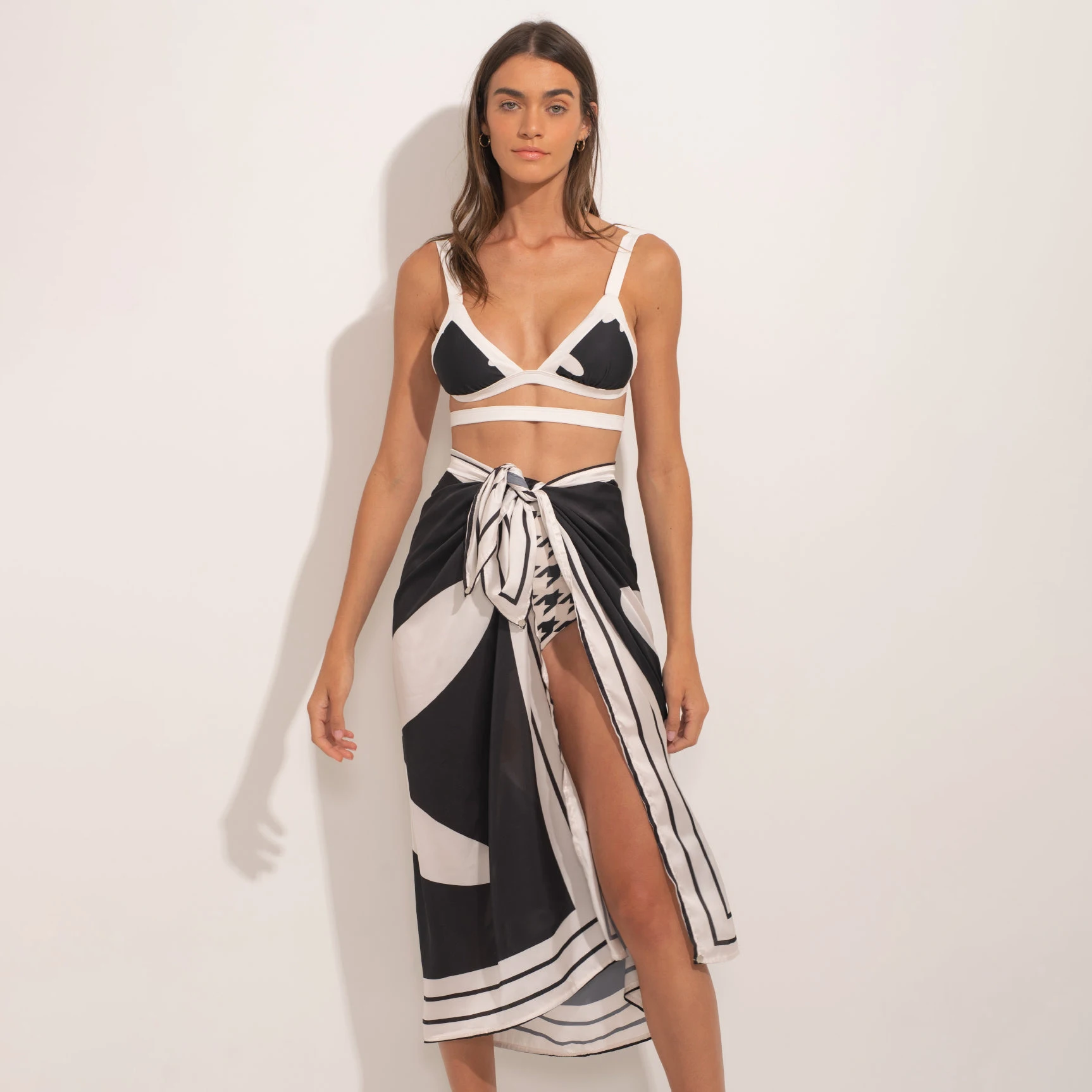 Blocking Bikinis Cover Up Set Women's Elegant Two Piece Swimsuit Split Bathing Suit Beachwear