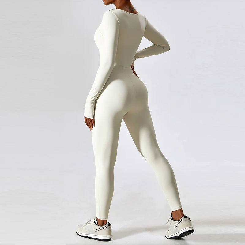 Training Long Sleeve Yoga Clothes Sportswear Bodycon Workout Jump Suites -Zieline