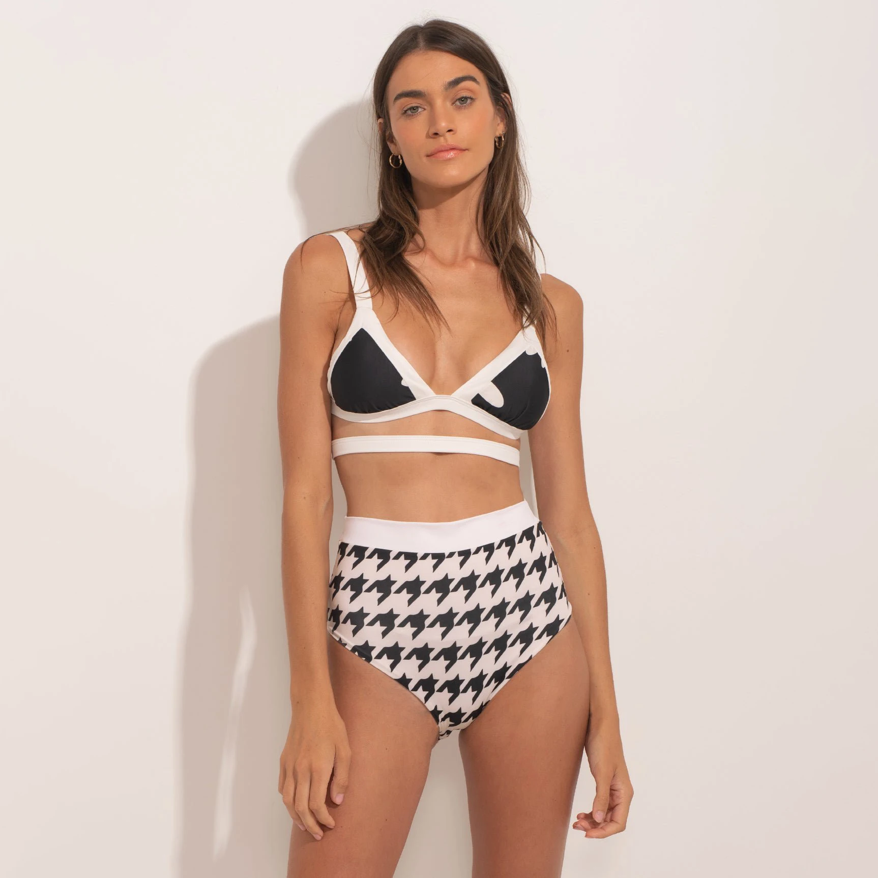 Blocking Bikinis Cover Up Set Women's Elegant Two Piece Swimsuit Split Bathing Suit Beachwear