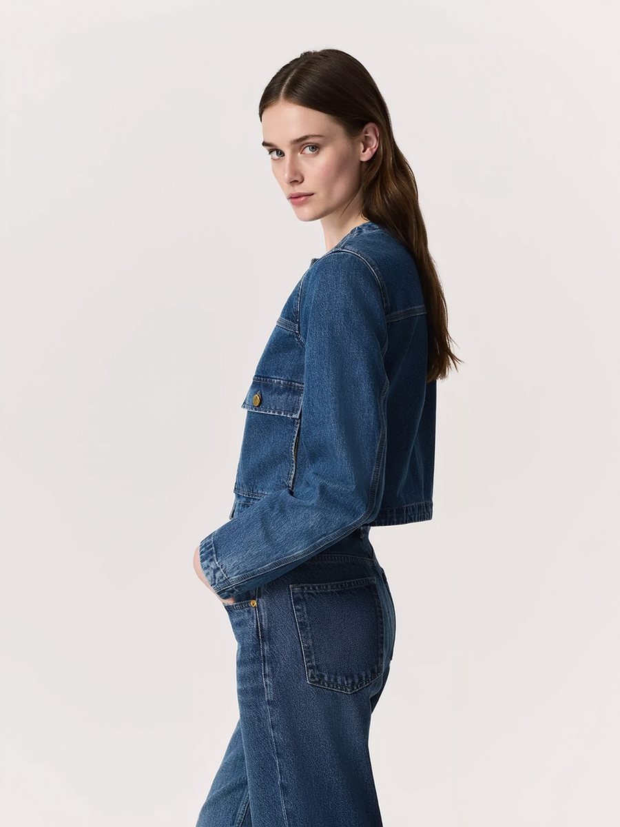 Cotton Cropped Women's Denim Jacket