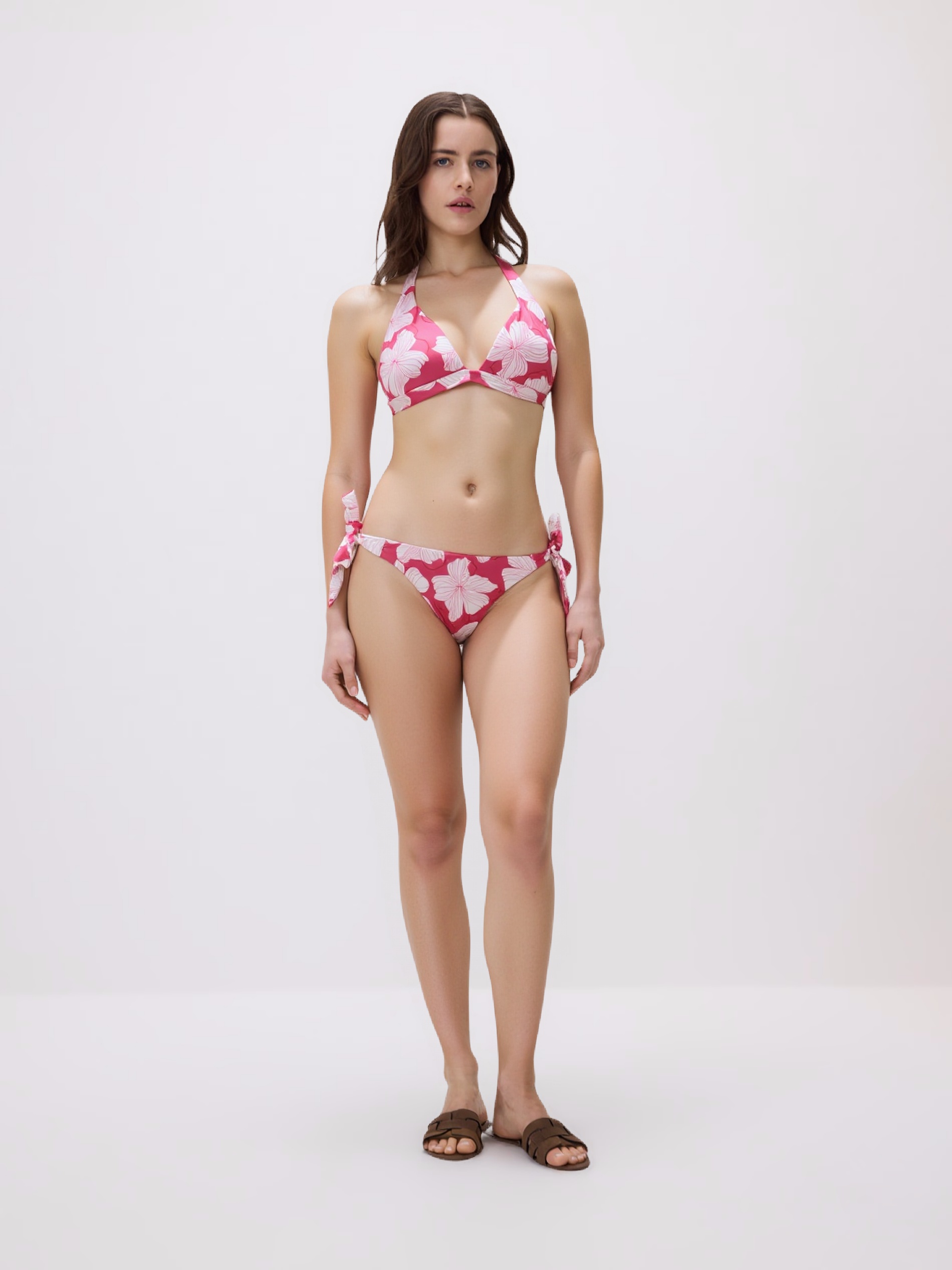 White Floral Print Women's Swimsuit Set