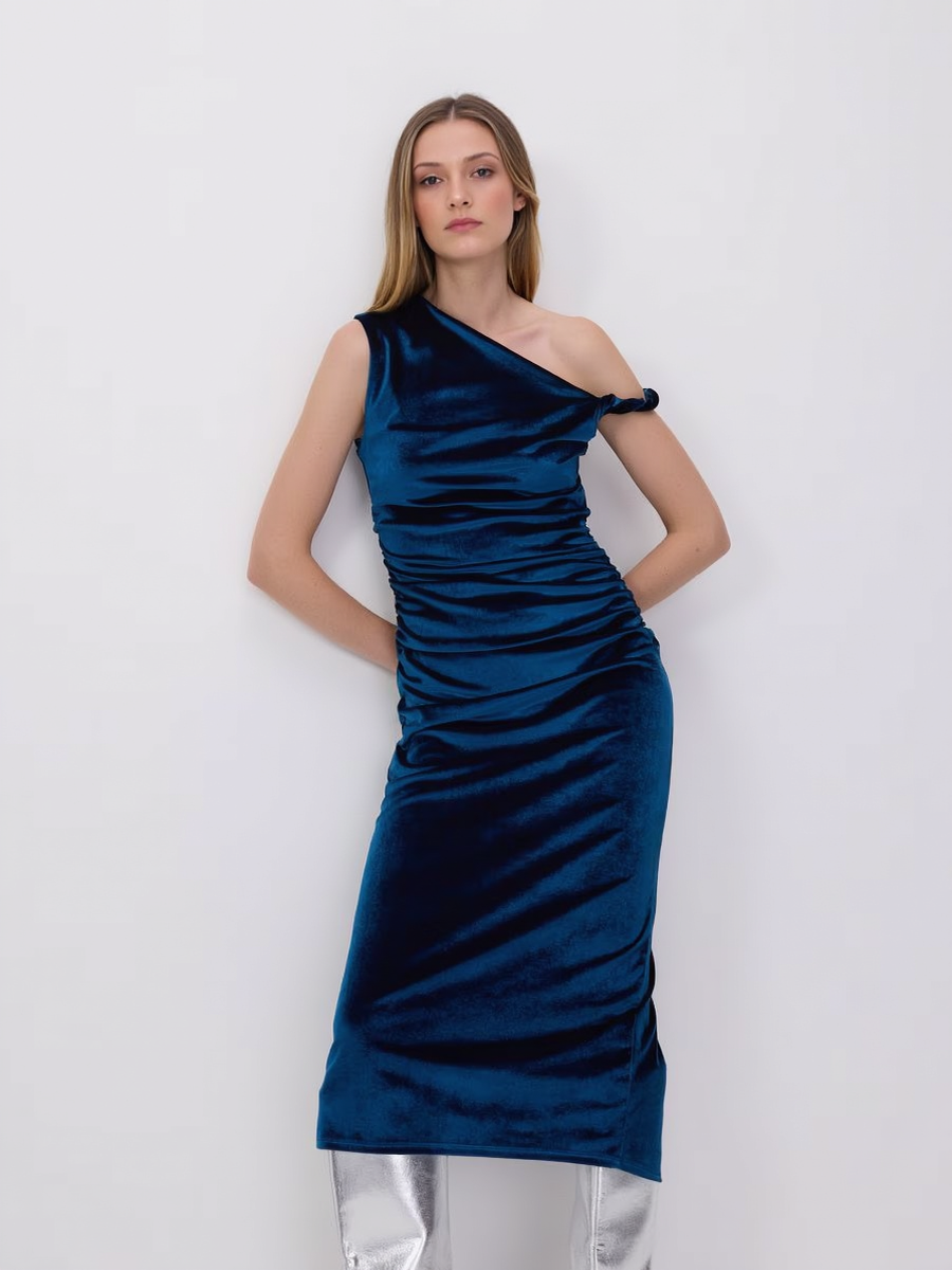 Elegant One Shoulder Women Slit Maxi Dress