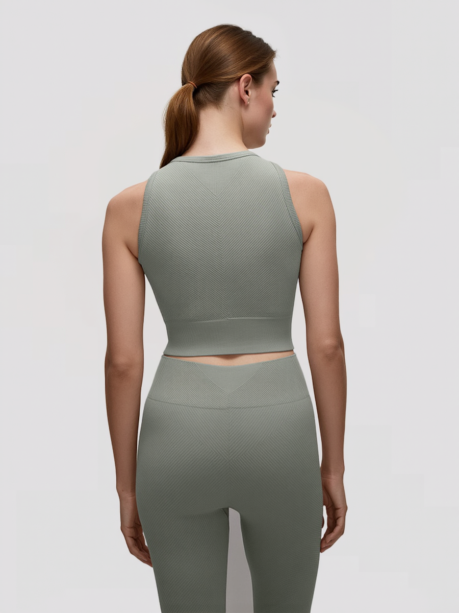 Nylon Seamless Ribbed High Neck Bra