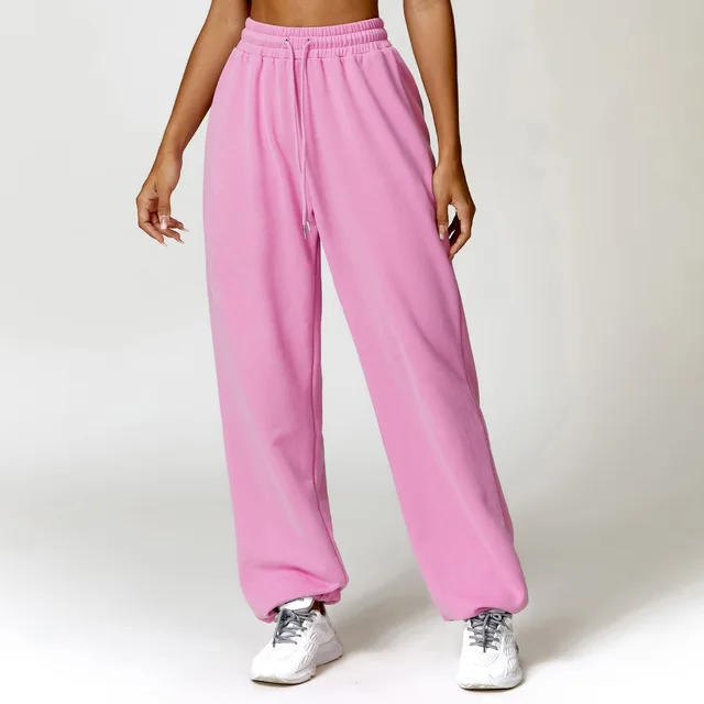 High Waist Sports Tracksuit Outfits Ankle Sweatpants Fitness Joggers Straight Leg Casual Corset Pants-Zieline