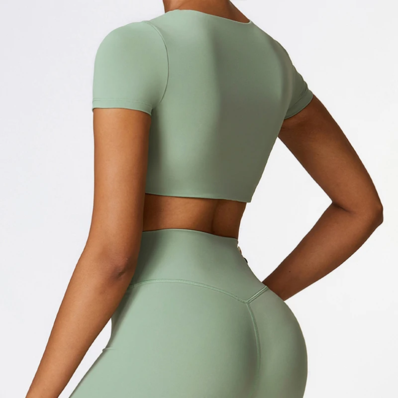 Soften Sports Shirts Women Workout Fitness Yoga Shirt Quick-Dry Yoga Crop Topo-Zieline