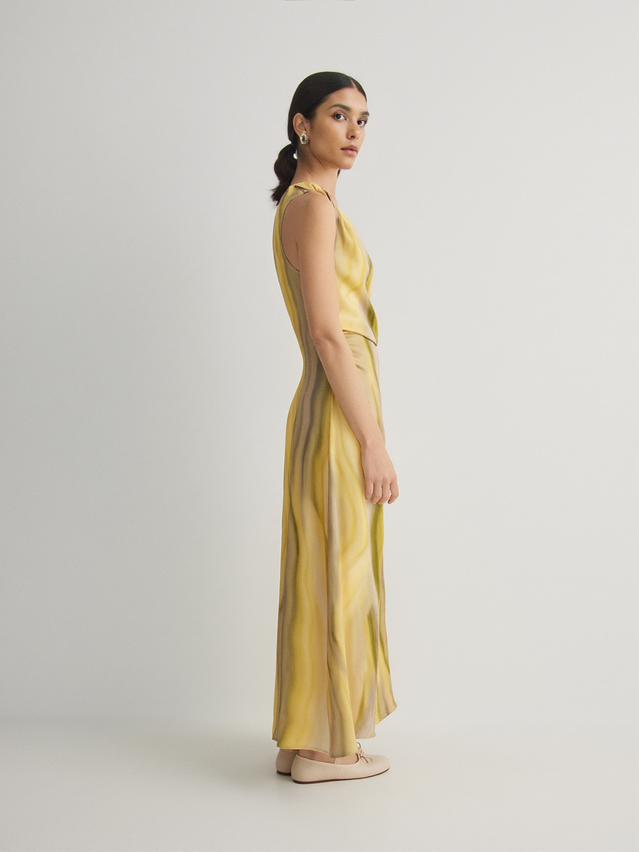 Striped Wave Print Women Maxi Dress