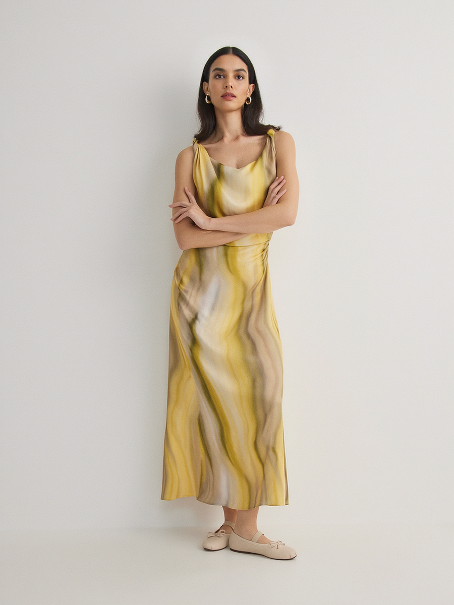 Striped Wave Print Women Maxi Dress