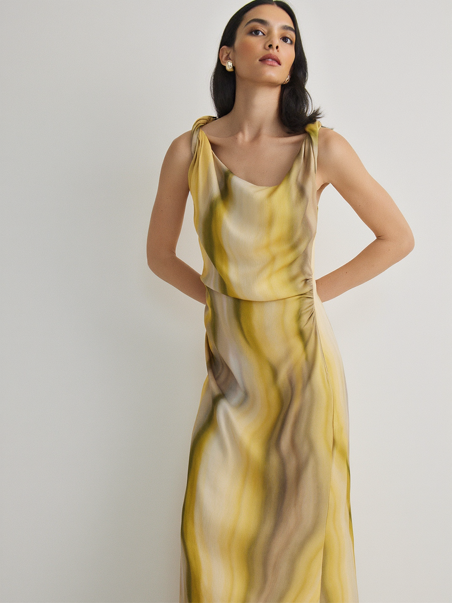 Striped Wave Print Women Maxi Dress