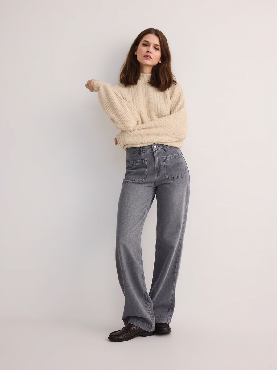 Dark Grey Cotton Women Denim Jeans