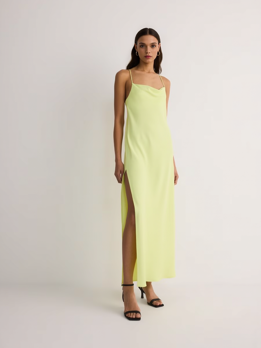 Cotton Suspender Side Slit Women Dress