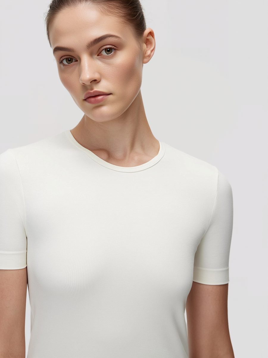 Straight Hem Basic Cropped T-shirt